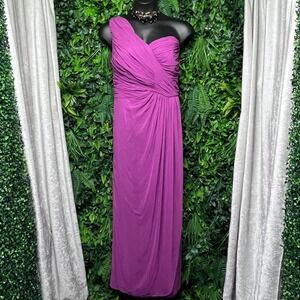 Dessy Collection Dress Size‎ 22 Purple One Shoulder Ruched Formal Gown 3271